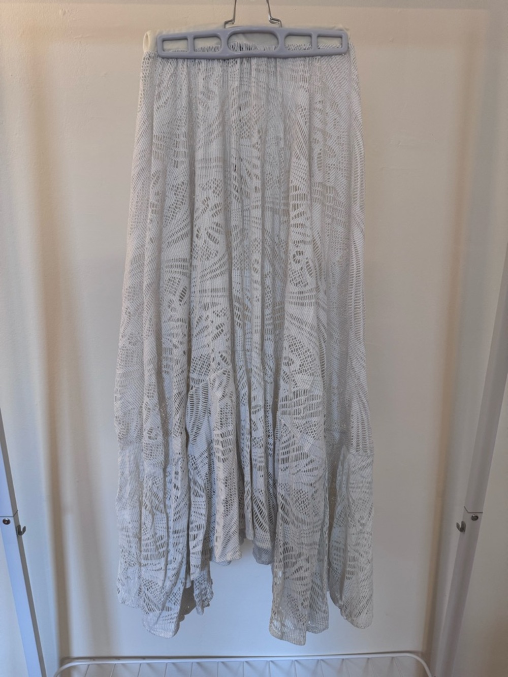 PatBO Metallic Lace Beach Skirt in White